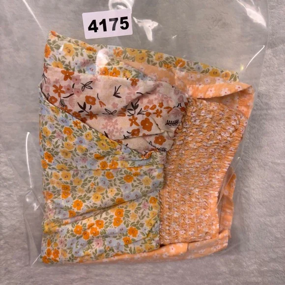 NWT American Eagle Women Shorts S Orange Floral Patchwork Smocked Waist 7195-800 - Picture 11 of 11